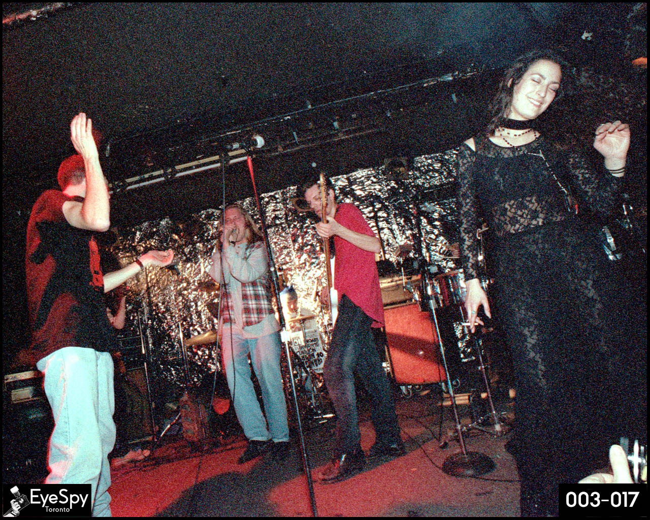 Band on stage at the Rivoli on December 31, 1992.