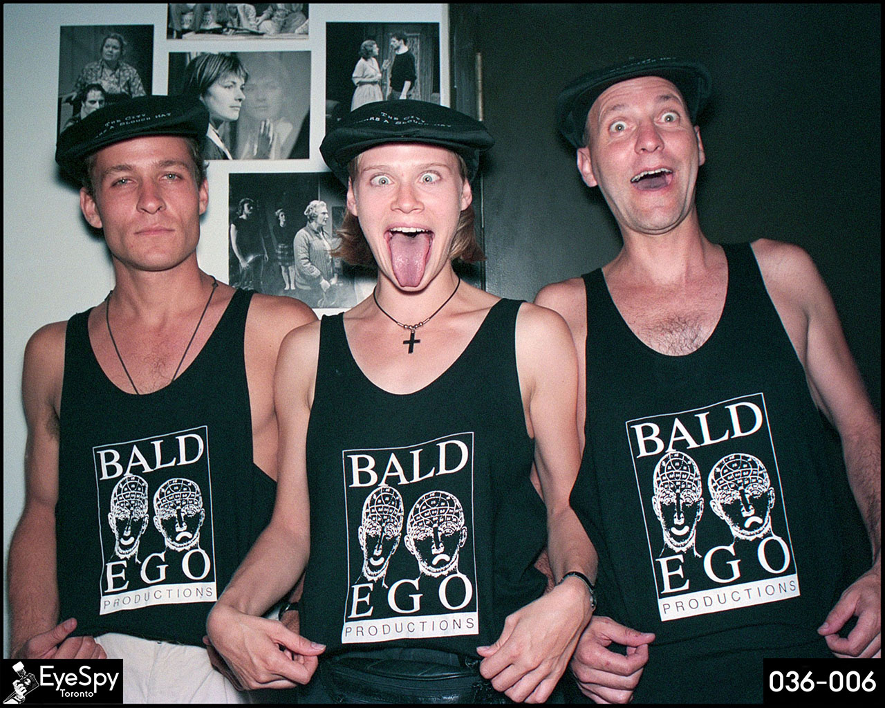 Bald Ego Productions in full view at the third annual SummerWorks theatre festival opening night party at the Tarragon, Toronto, August 1993.