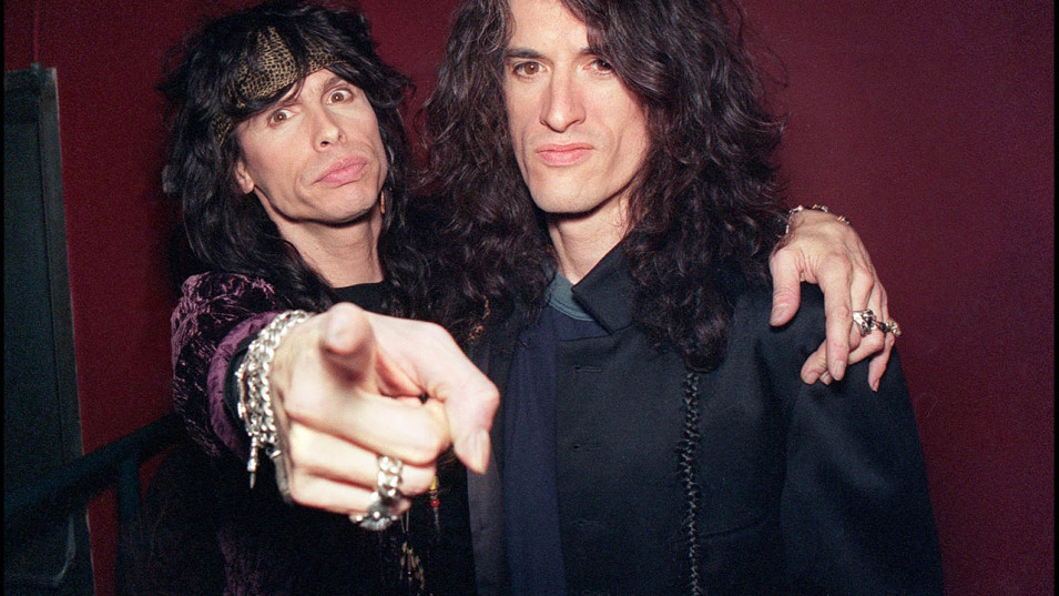 Aerosmith main members, vocalist Steve Tyler and guitarist Joe Perry in Toronto, February 1993.