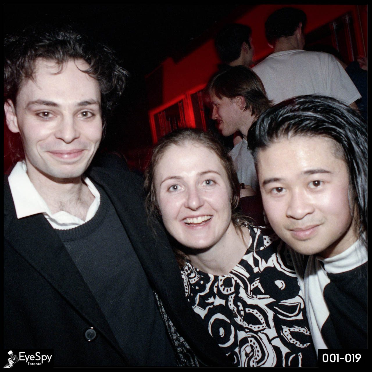 Zoo Bar opening night, unknown guest, Judy Ruzylo and illustrator Emmanuel Lopez.